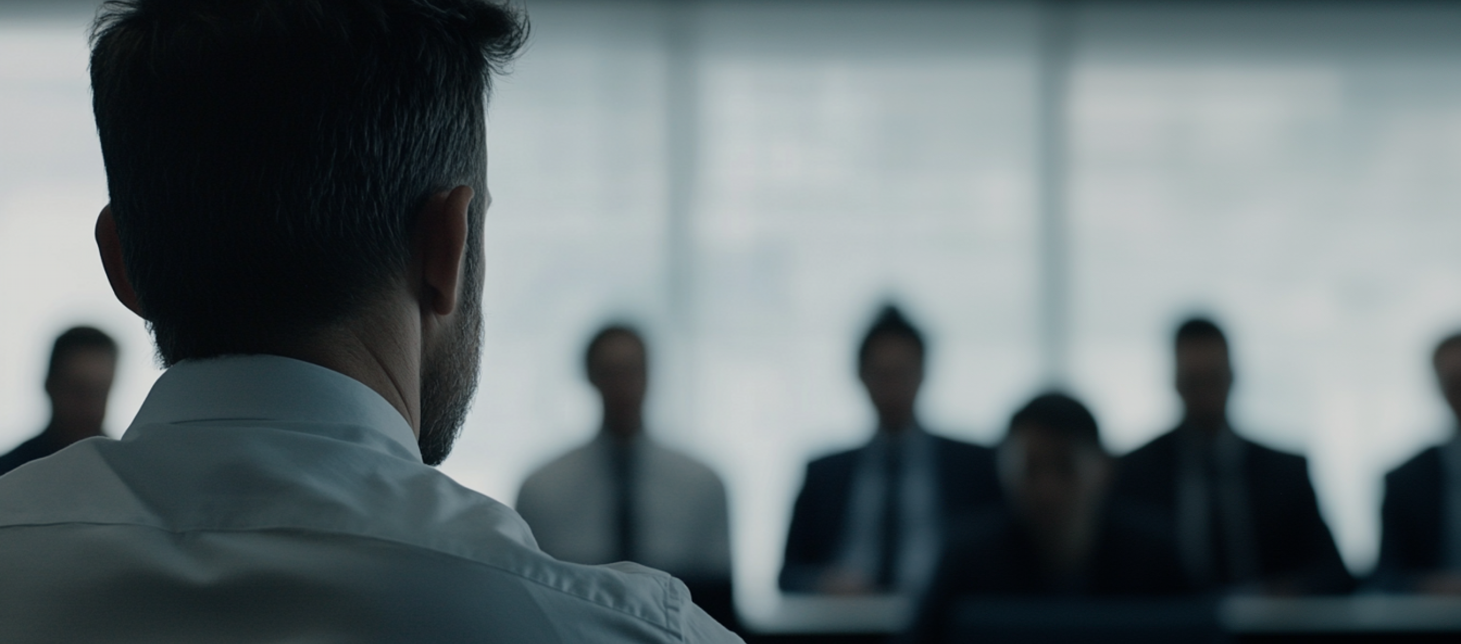 hombre en sala de reuniones